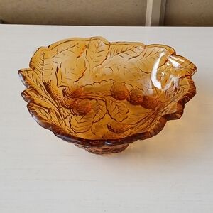 Fenton Amber Leaf Design Bowl